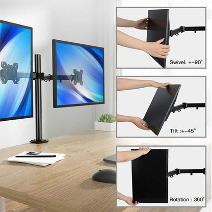 Monitor Bracket Arm Desk Mount for Two 14-26 Inches Monitor Screens