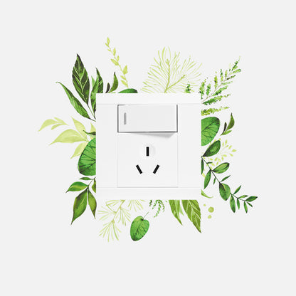 4 Sheets Green Plant Flower Wall Decals Green Leaf Stickers Switch Decals