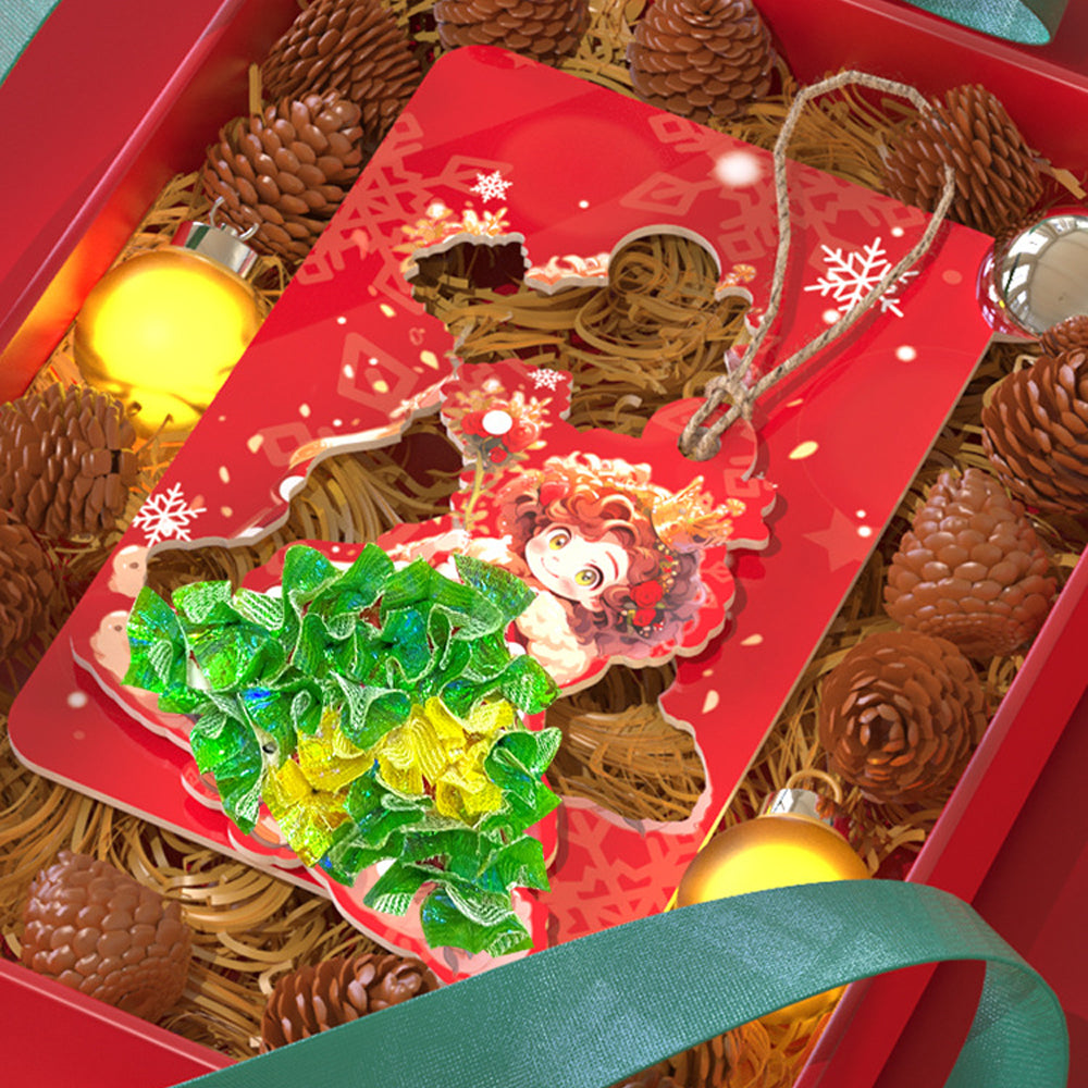 24 Christmas Theme Puncture Painting Poke Kit Art DIY Toys Christmas Tree Ornaments