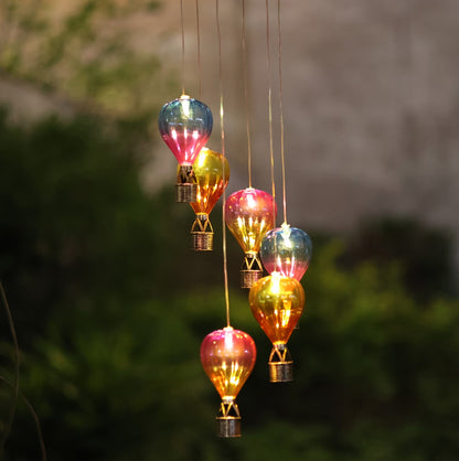Solar Hot Air Balloon Wind Chime Light for Outdoor Hanging Decoration