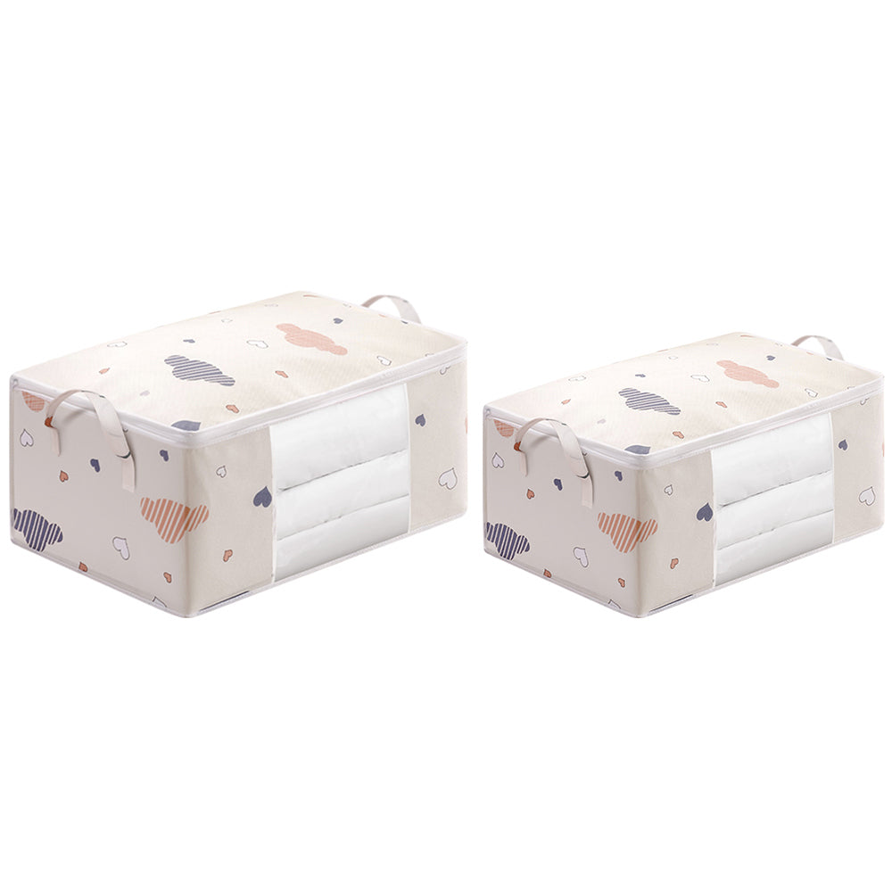 Two-Piece Beige Large Capacity Printed Quilt Storage Bag Set