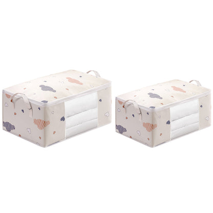 Two-Piece Beige Large Capacity Printed Quilt Storage Bag Set