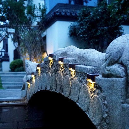 4Pcs LED Solar Fence and Step Lights -Warm Light