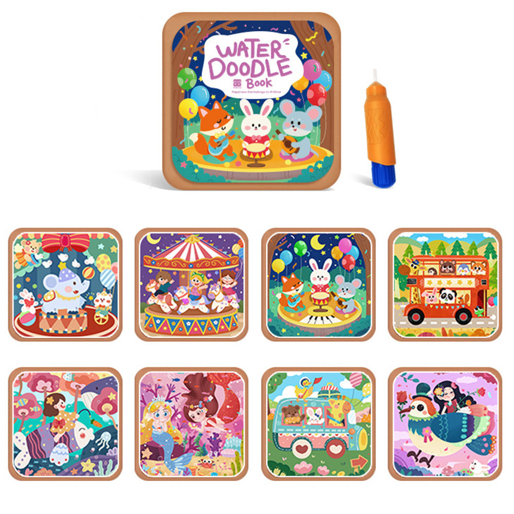 Reusable Water Coloring Book Water Doodle Painting Book Toy for Kids Style 2