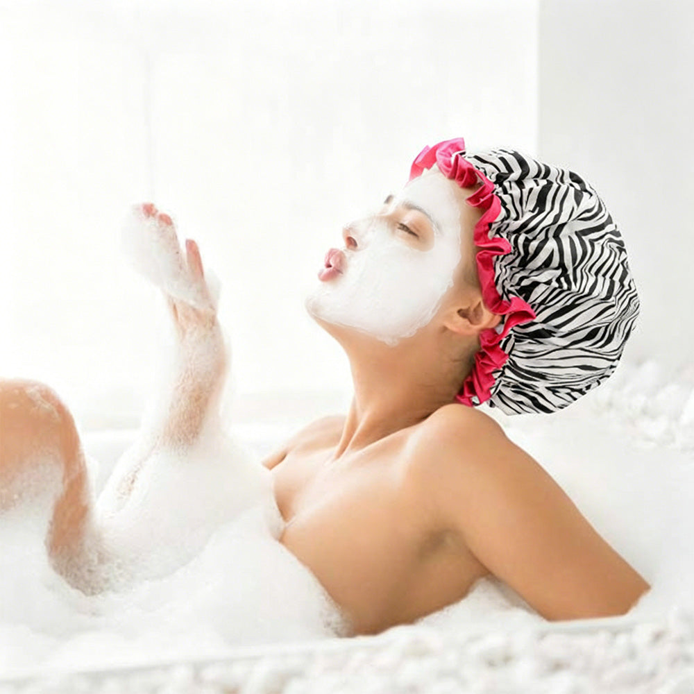 4 Pack Shower Caps Reusable Bathroom Hair Cover for Women Elastic Waterproof