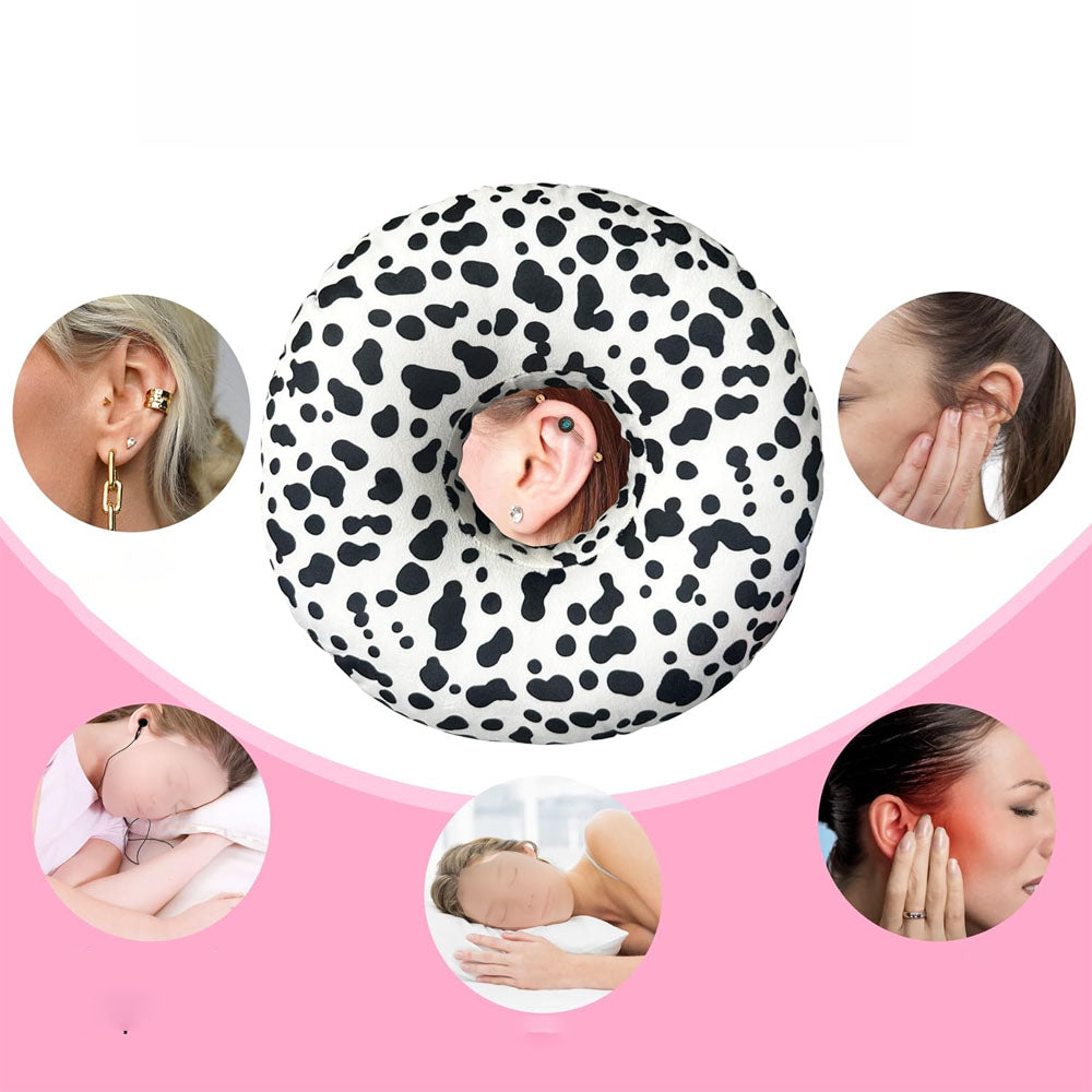 Round Donut Side Sleeping Pillow with Ear Space and Removable Cover