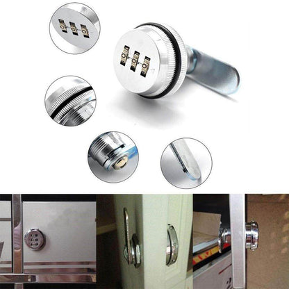 3-Digit Combination Lock Cam Lock Password Lock for Door Cupboard Mailbox Drawer Silver