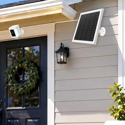 8W Solar Panel Charger Compatible with Ring Stick Up Cam Battery-White