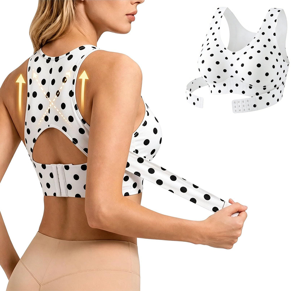 Front Closure Posture Bra Wide Straps Seamless Bra - White