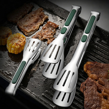 3Pcs 304 Stainless Steel Food Steak Salad and Barbecue Tongs