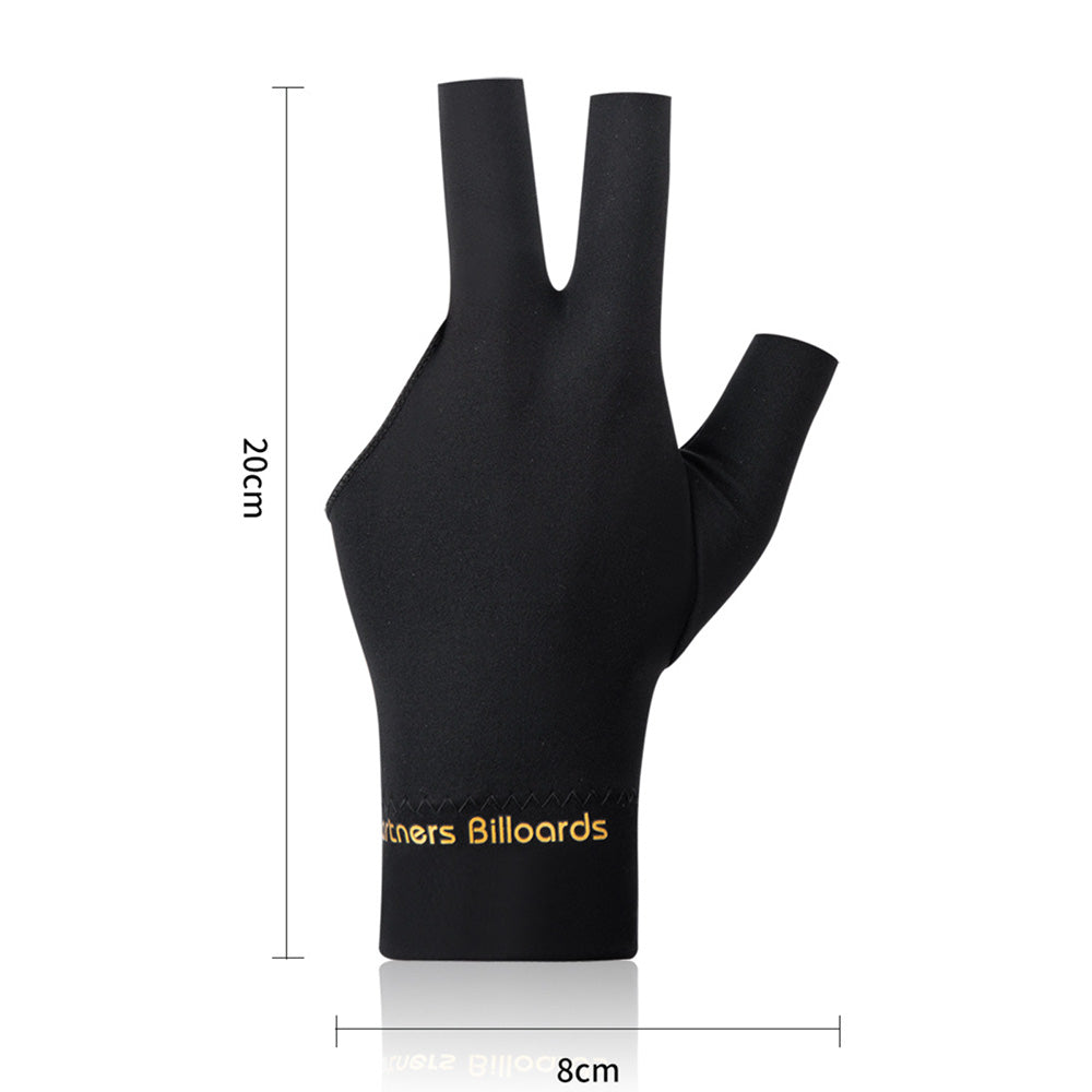 Three Finger Billiards Gloves For Left Hand Pool And Snooker-Black