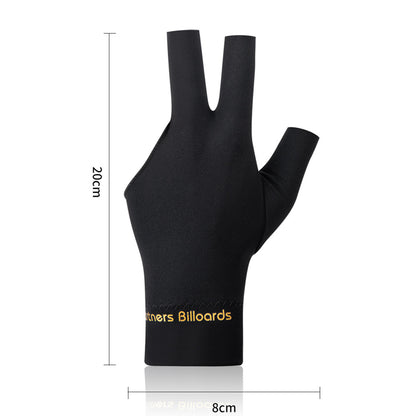 Three Finger Billiards Gloves For Left Hand Pool And Snooker-Black