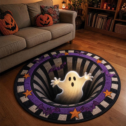 3D Round Non Slip Soft Halloween Rug - Green Ghost