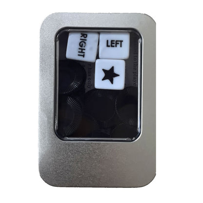 Left Right Center Dice Game Prime Set with 3 Dices 24 Chips for Party Family Fun-Black