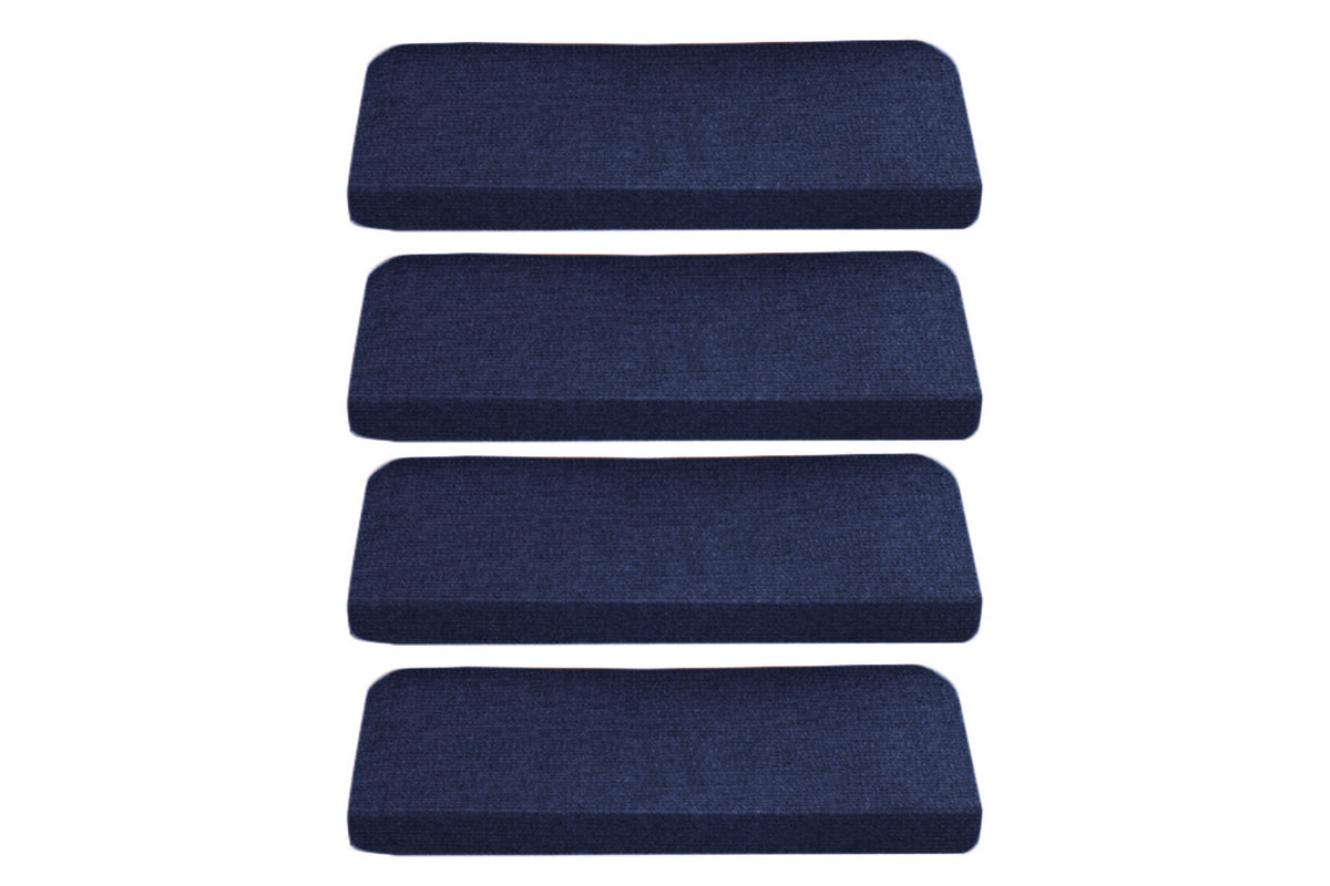 4Pcs Stairs Tread Mat Self-adhesive Cling Non Slip Wear-Resistant Carpet Mat-Navy Blue