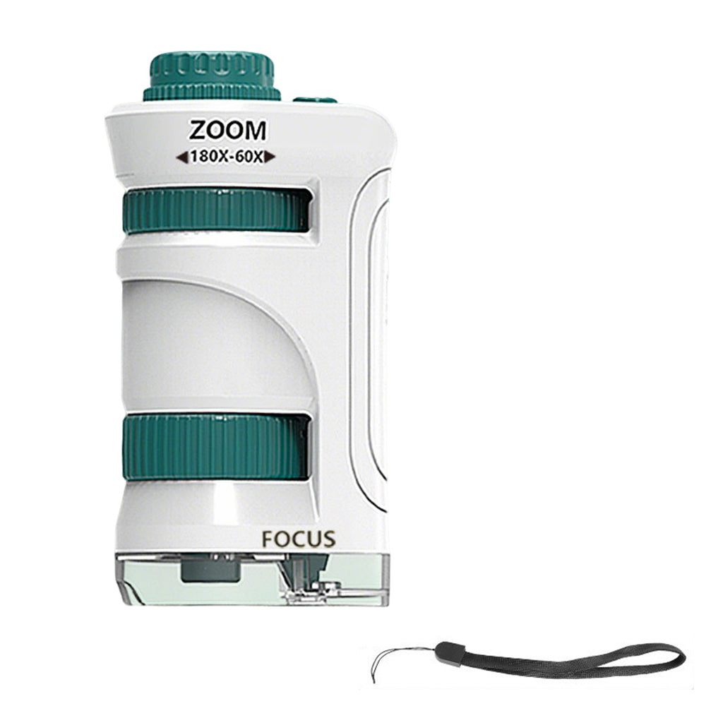 60X-180X Pocket Microscope Educational Science Kit for Kids-White