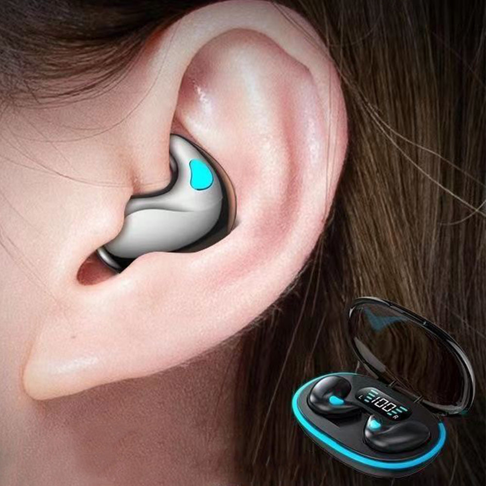 Wireless Bluetooth Sleep Earbuds Invisible Earplugs with Charging Case Black