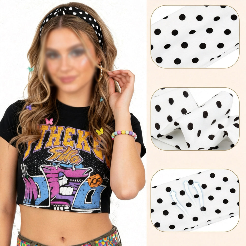 6 Pieces Polka Dot Headbands Set Retro Headbands