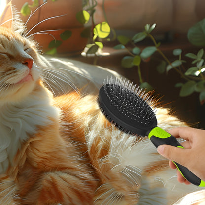 2PCS Pet Grooming Tools Pet Bath Brush Deshedding Dog Brush Suitable For Dogs Cats and Horses-Green