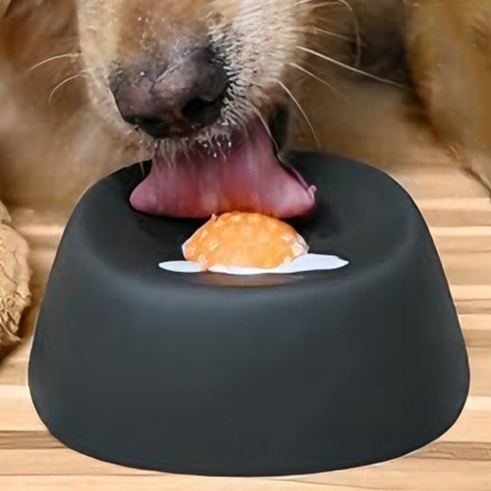 Slow Feeder Dog Bowls With Rolling Ball For Liquid Treat Training Bowl-Black