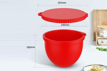 Silicone Mixing Bowl with Lid Set for 5 Qt KitchenAid Mixers -Red