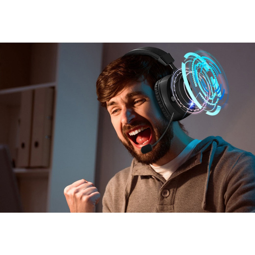 Wireless Gaming Headset Bluetooth 5.3 Wireless Gaming Headphones Detachable Flexible Microphone-Black