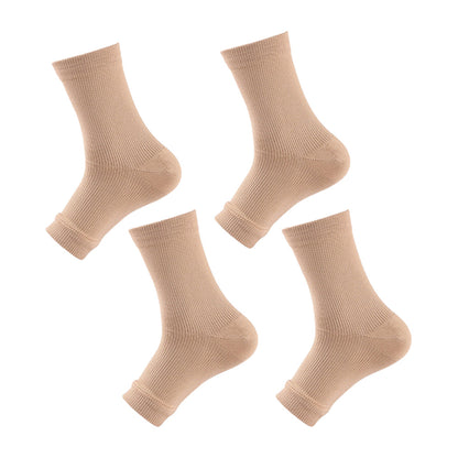 2 Pair of Compression Socks Ankle Compression Sleeve Heels Arch Support Socks Nude