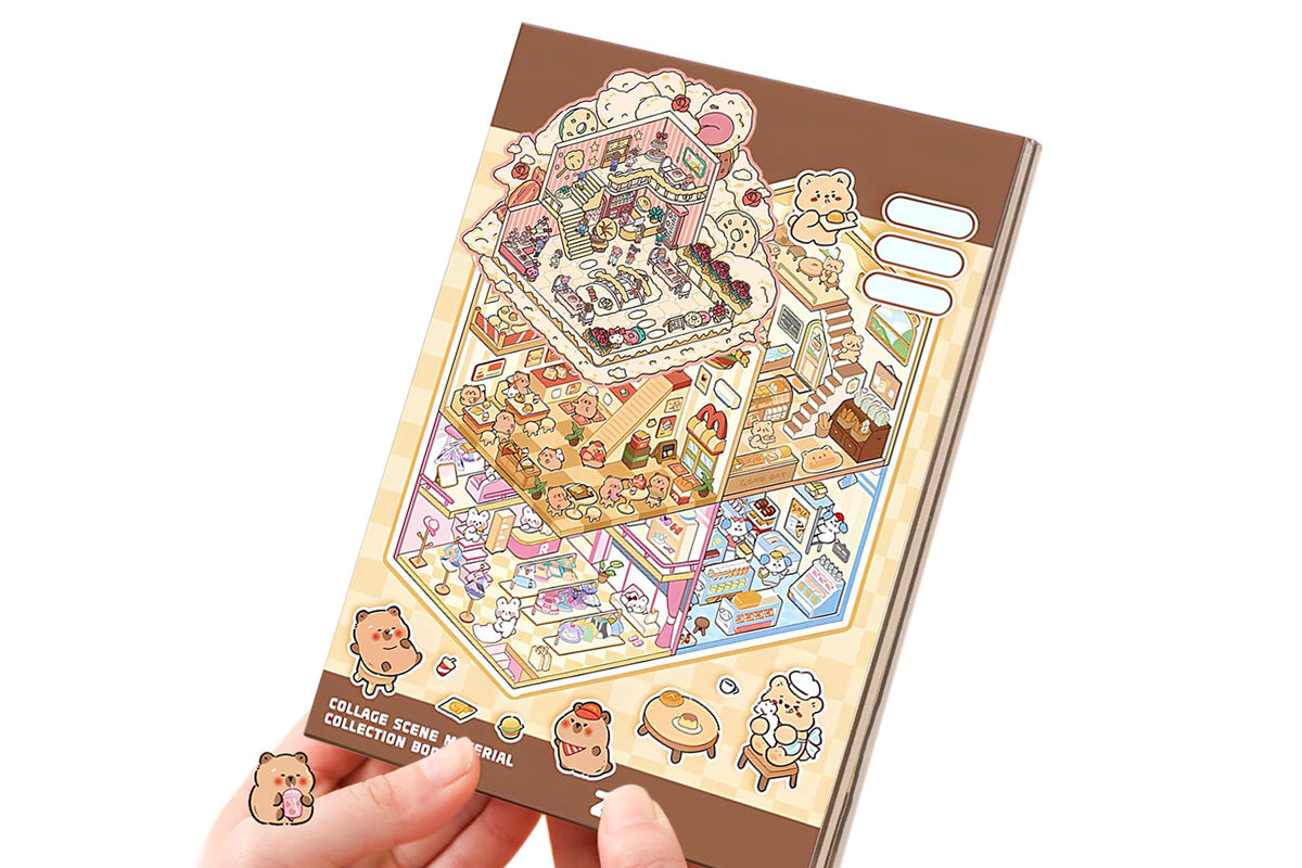 DIY Sticker Kit 3D Miniature Scene Stickers with 20 Cartoon Stickers for Adult Little Ones