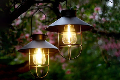 Solar Lantern Hanging Light LED Outdoor Water-Resistant Yard Patio Garden Decor Lamp-Brassiness