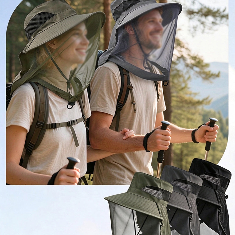 360 Protection Fishing Mosquito Hat Wide Brim Mesh Face Cover Hat