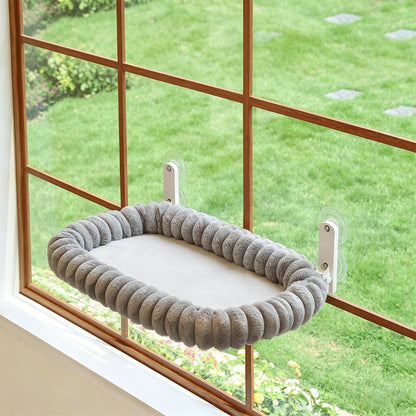 Cat Window Hammock 30x52cm Suction Cup Cat Bed with Washable Pad Cat Window Perch-Grey