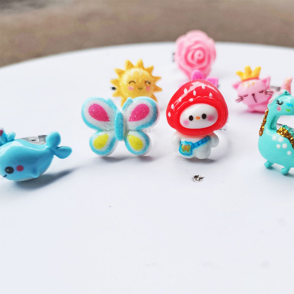 24Pcs Girl Jewel Rings Adjustable Dress Up Rings Christmas Party Decor