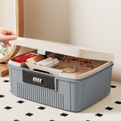 4-Digit Combination Lock Box Lockable Safe Storage Case Gray