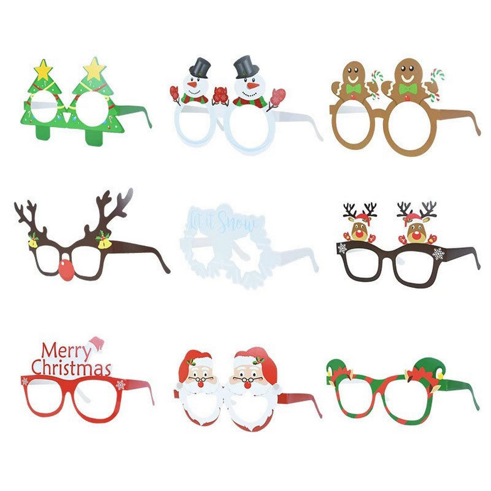 9Pcs Christmas Themed Glasses Novelty Xmas Glasses Frame Party Eyeglasses