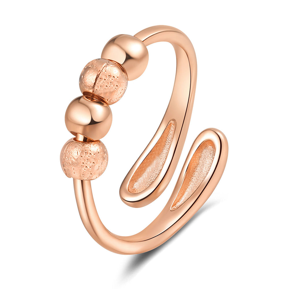 2Pcs Opening Fidget Spinner Rings for Women Adjustable Stress Spinning Rings Rose Gold