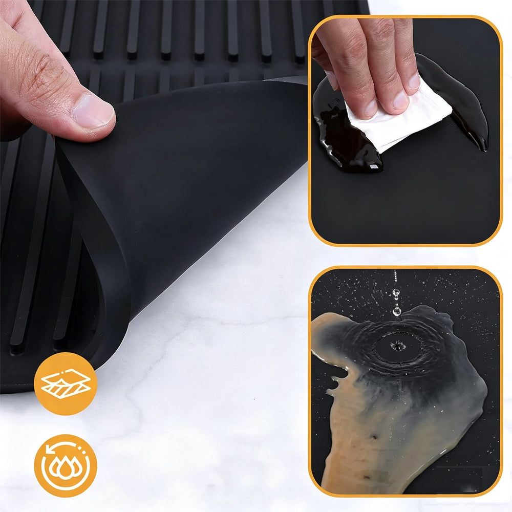 60x40cm Silicone Coffee Machine Mat with Separate Drain Pad