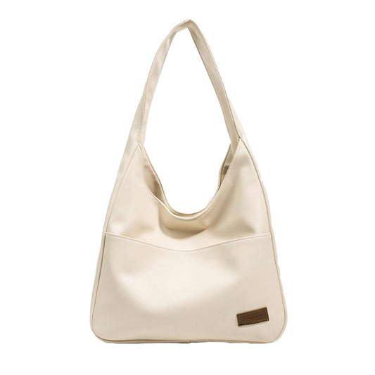 PU Leather Work Shoulder Bag Large Tote Bags for Women Bucket Handbag White