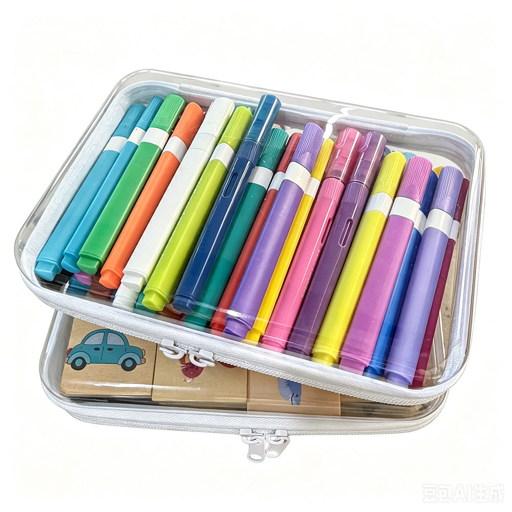 4Pcs Large Clear Hard Shell Zipper Case Makeup Organiser Toy Storage Bag