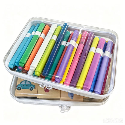 4Pcs Large Clear Hard Shell Zipper Case Makeup Organiser Toy Storage Bag