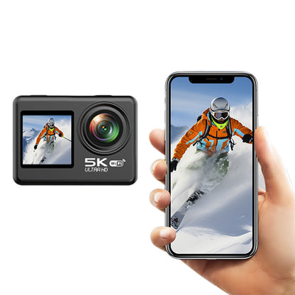 5K 30FPS Action Camera with Waterproof Case Dual Screens and EIS Stabilization
