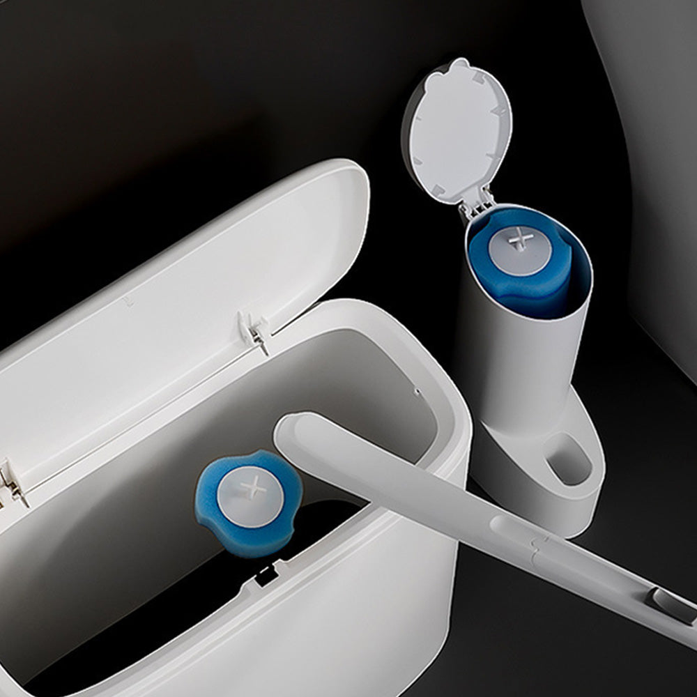 Disposable Toilet Brush Set with Replaceable Heads & Cleaning Liquid