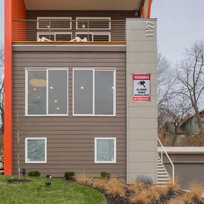 2Pcs Warning Sign 24 Hour Video Surveillance Sign for Home Business CCTV Security Camera