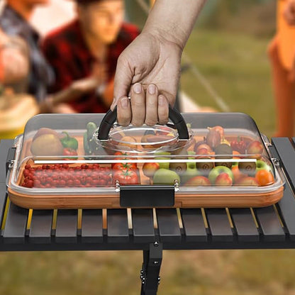Charcuterie Board with Clear Lid Portable Travel Cheese and Cutting Board Set