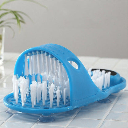 Pair of Exfoliating Shower Slippers Foot Cleaning Scrubber Bathroom Massager Sandals Black