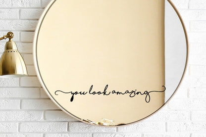 2Pcs You Look Amazing Mirror Decal Vinyl Decal Mirror Bathroom Wall Decals Decor-Black