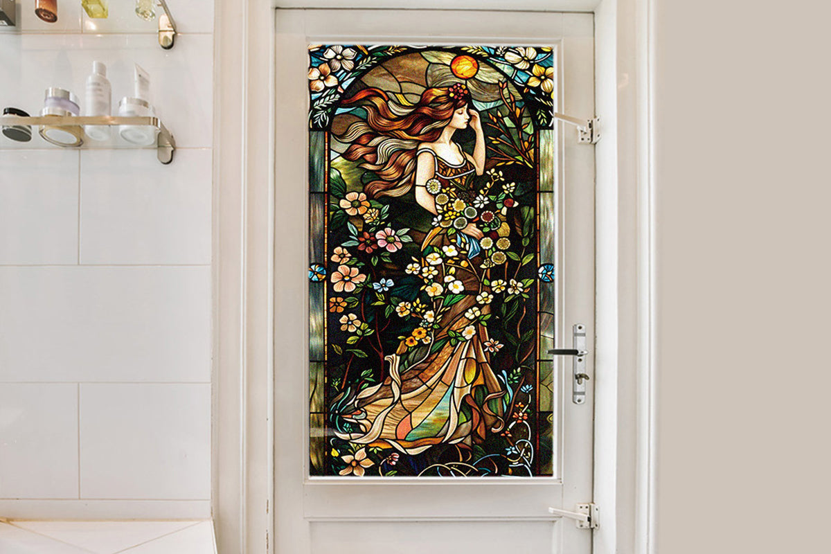 Static Cling Window Film Frosted Stained Glass Sticker Fairy Decor Glass Privacy Film