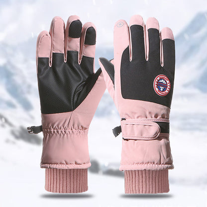 Pair of Touch Screen Sports Gloves Winter Warm Mittens Non-slip Ski Gloves Pink