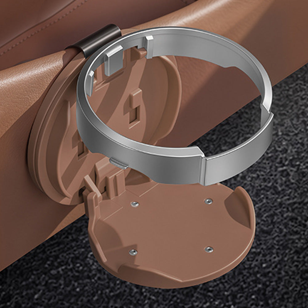 Adjustable Folding Car Door Cup Holder Clip-On Drink Organizer - Brown