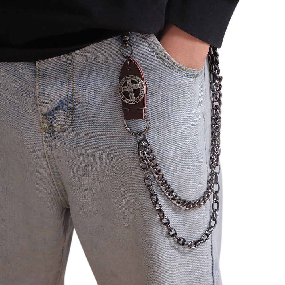 Punk Pant Chain Key Jean Wallet Chain - Double-layer Brown