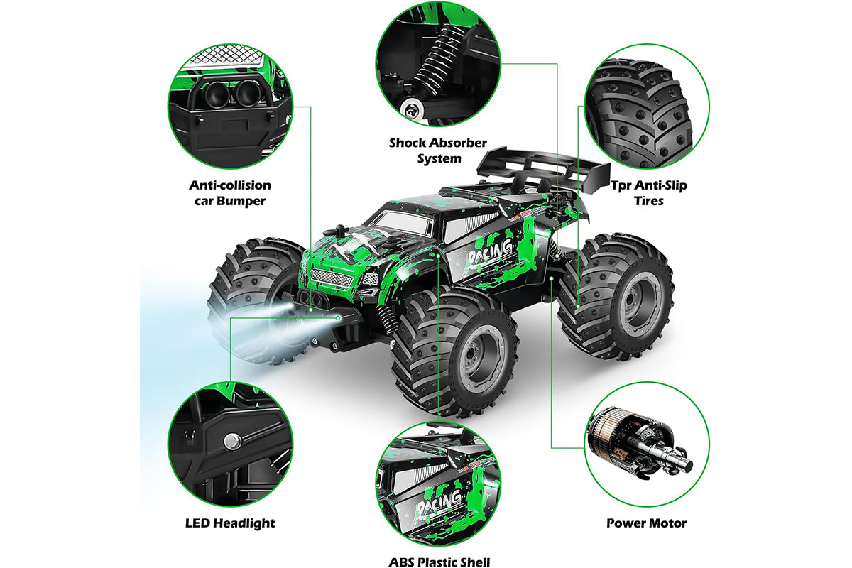 Remote Control Car 2.4GHz Rc Car Two Rechargeable Batteries Truck Toys with LED